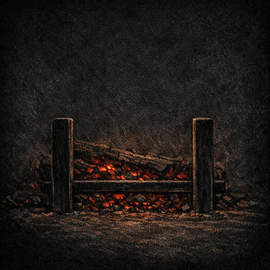 A bed of glowing coals